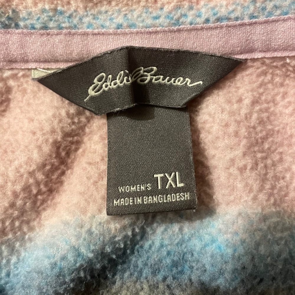 Eddie Bauer Womens‎ TXL Fleece Pullover Striped Quarter Zip Outdoors Warm - Picture 4 of 8